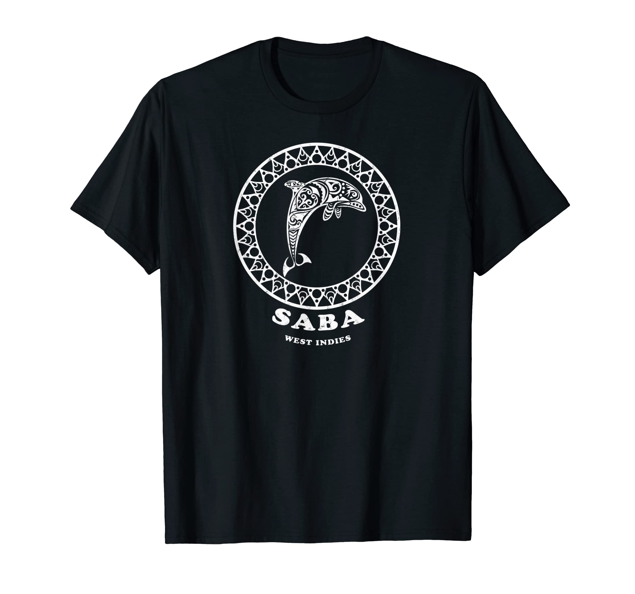 Saba West Indies Tribal Dolphin Vacation T-Shirt - Novelty Apparel Unisex - T-Shirt, Sweatshirt, Hoodie