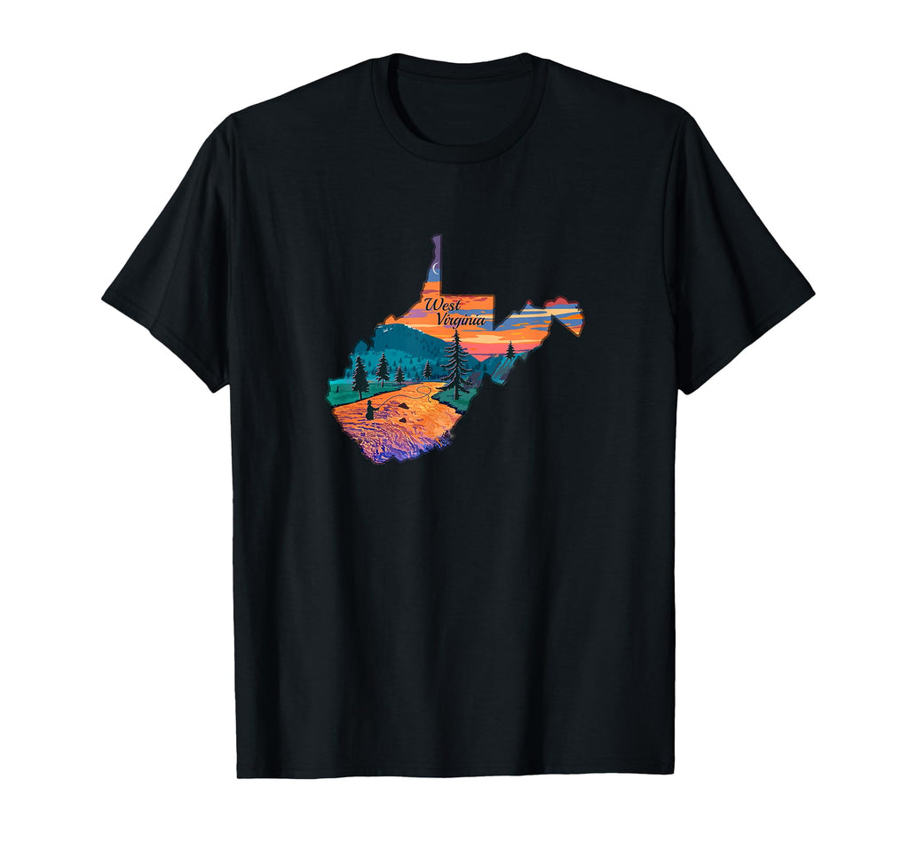 Fish West Virginia State Map Wv Fly T-Shirt - Novelty Apparel Men Women - T-Shirt, Sweatshirt, Hoodie