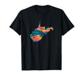 Fish West Virginia State Map Wv Fly T-Shirt - Novelty Apparel for Adults - T-Shirt, Sweatshirt, Hoodie