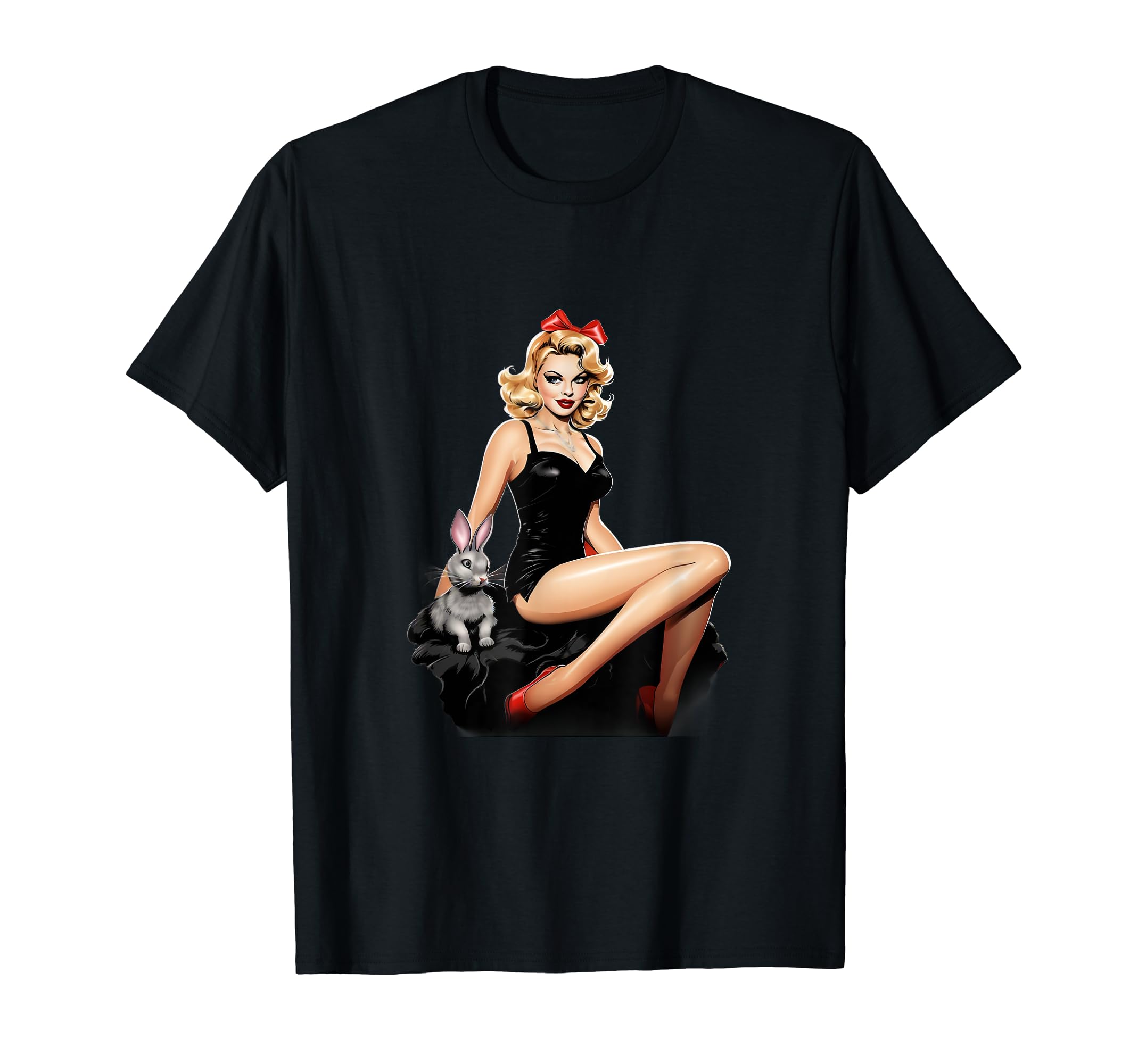 Pinup Bunny Rabbit Pin Up T-Shirt - Unique Graphic for Adults - T-Shirt, Sweatshirt, Hoodie