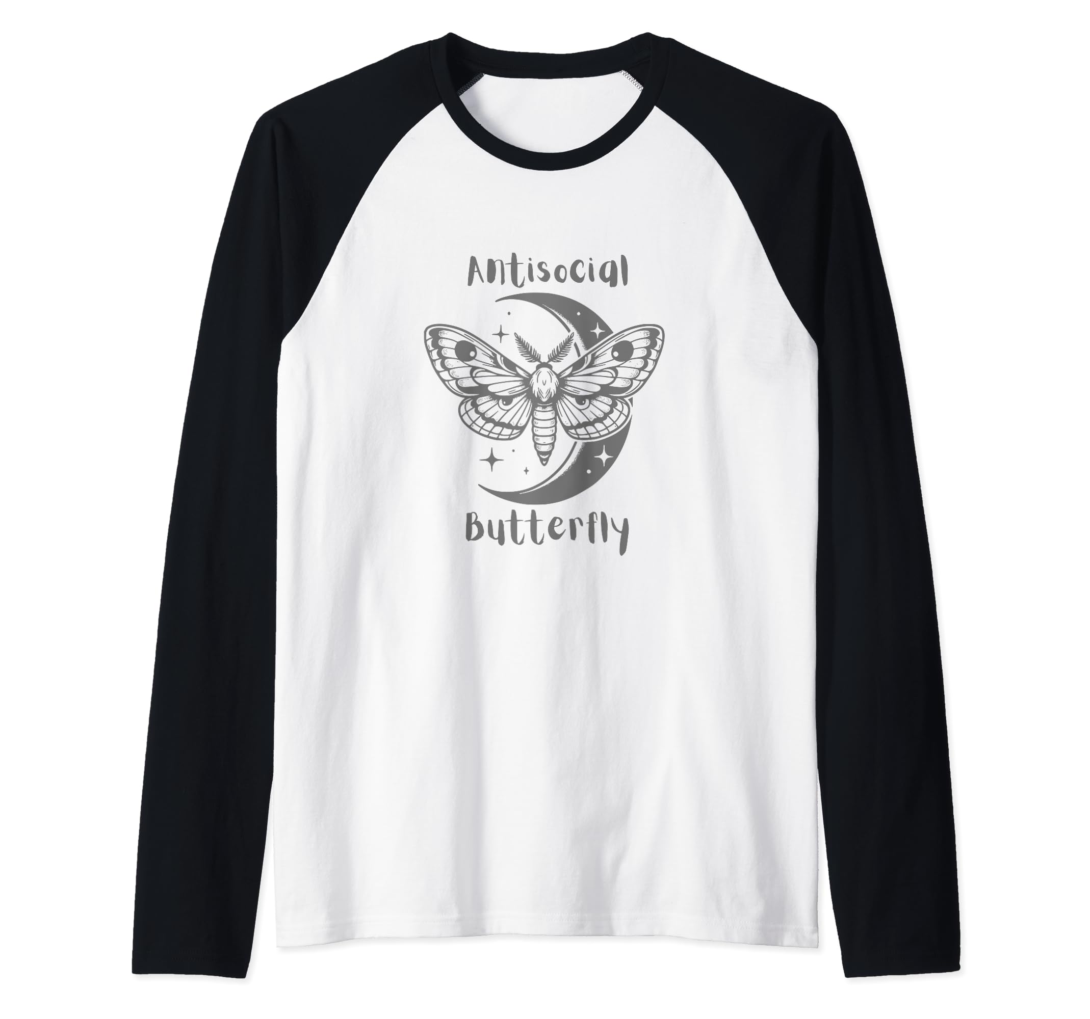 Antisocial Butterfly Raglan Baseball T-Shirt - Fun Novelty Design Men Women - T-Shirt, Sweatshirt, Hoodie