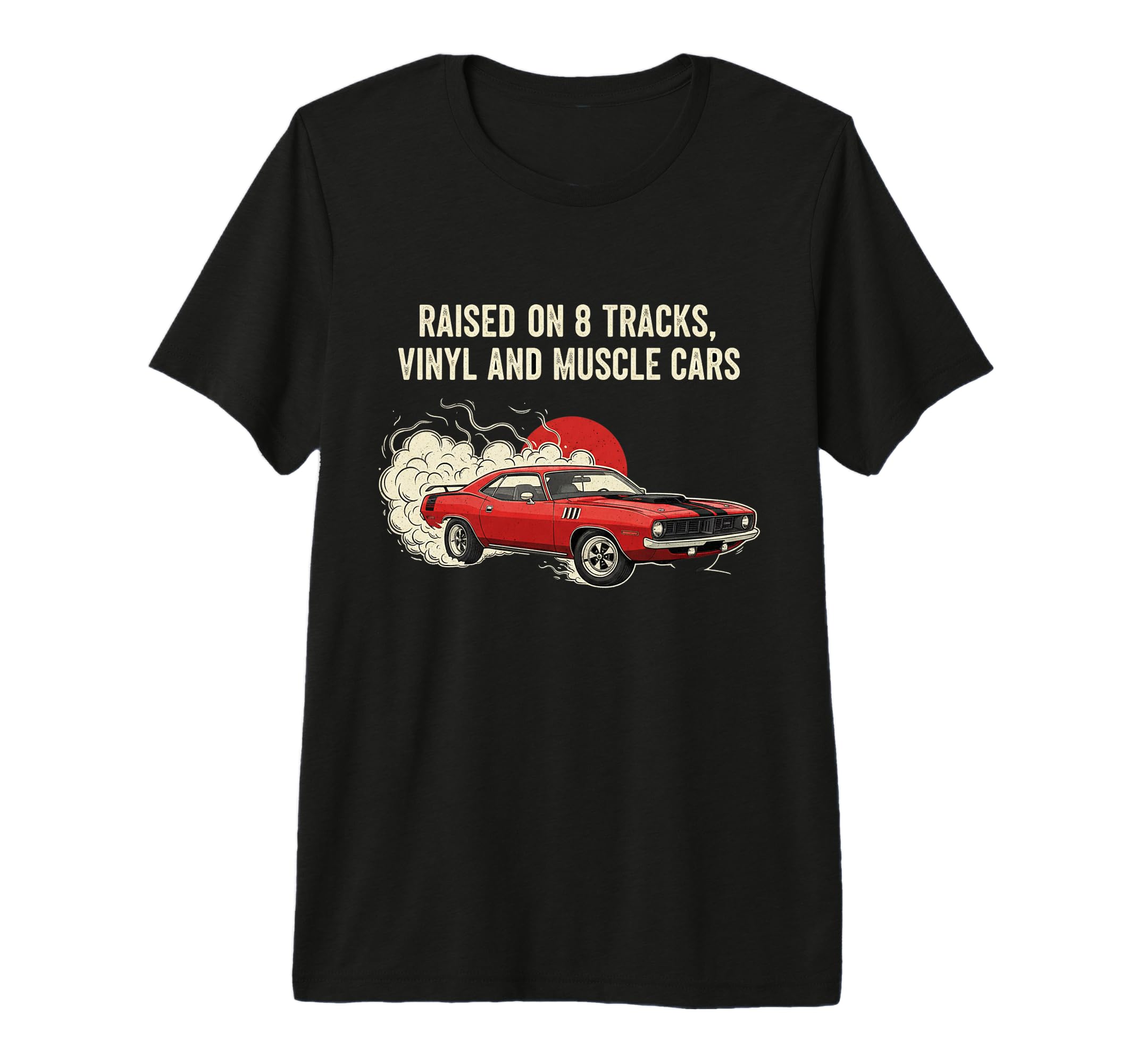 Raised Vinyl And V8S 70 Cuda Lover T-Shirt - Minimalist Print for Adults - T-Shirt, Sweatshirt, Hoodie