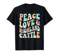 Peace Love Highland Cattle Groovy T-Shirt - Graphic Print for Adults - T-Shirt, Sweatshirt, Hoodie