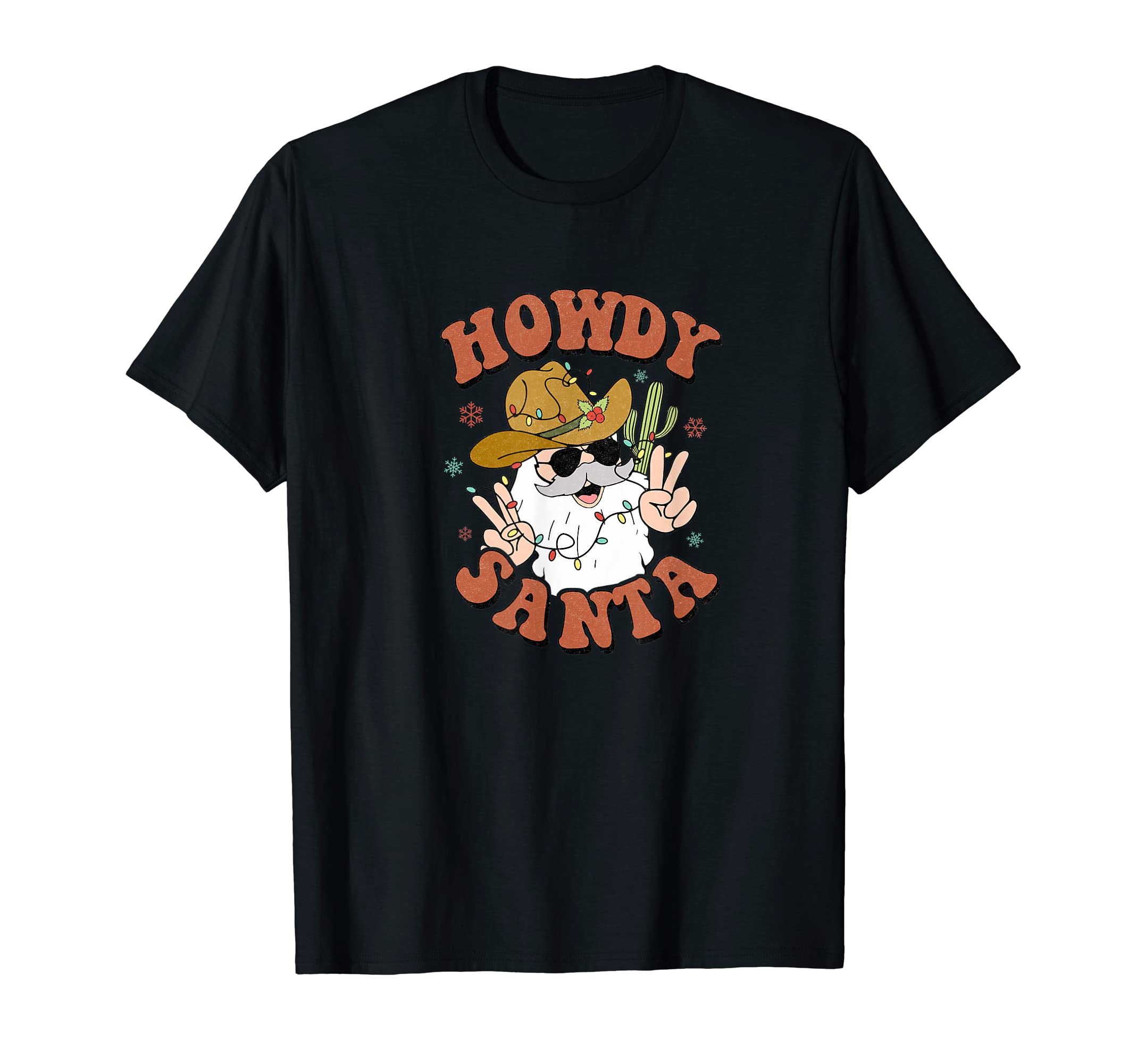 Howdy Santa Groovy Western Cowboy T-Shirt - Fun Novelty Design Men Women - T-Shirt, Sweatshirt, Hoodie