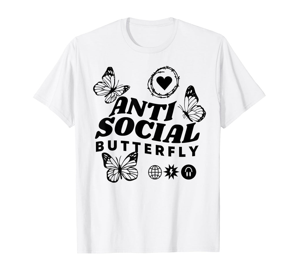 Anti Social Butterfly Goth Aesthetic T-Shirt - Custom Art Print for Adults - T-Shirt, Sweatshirt, Hoodie