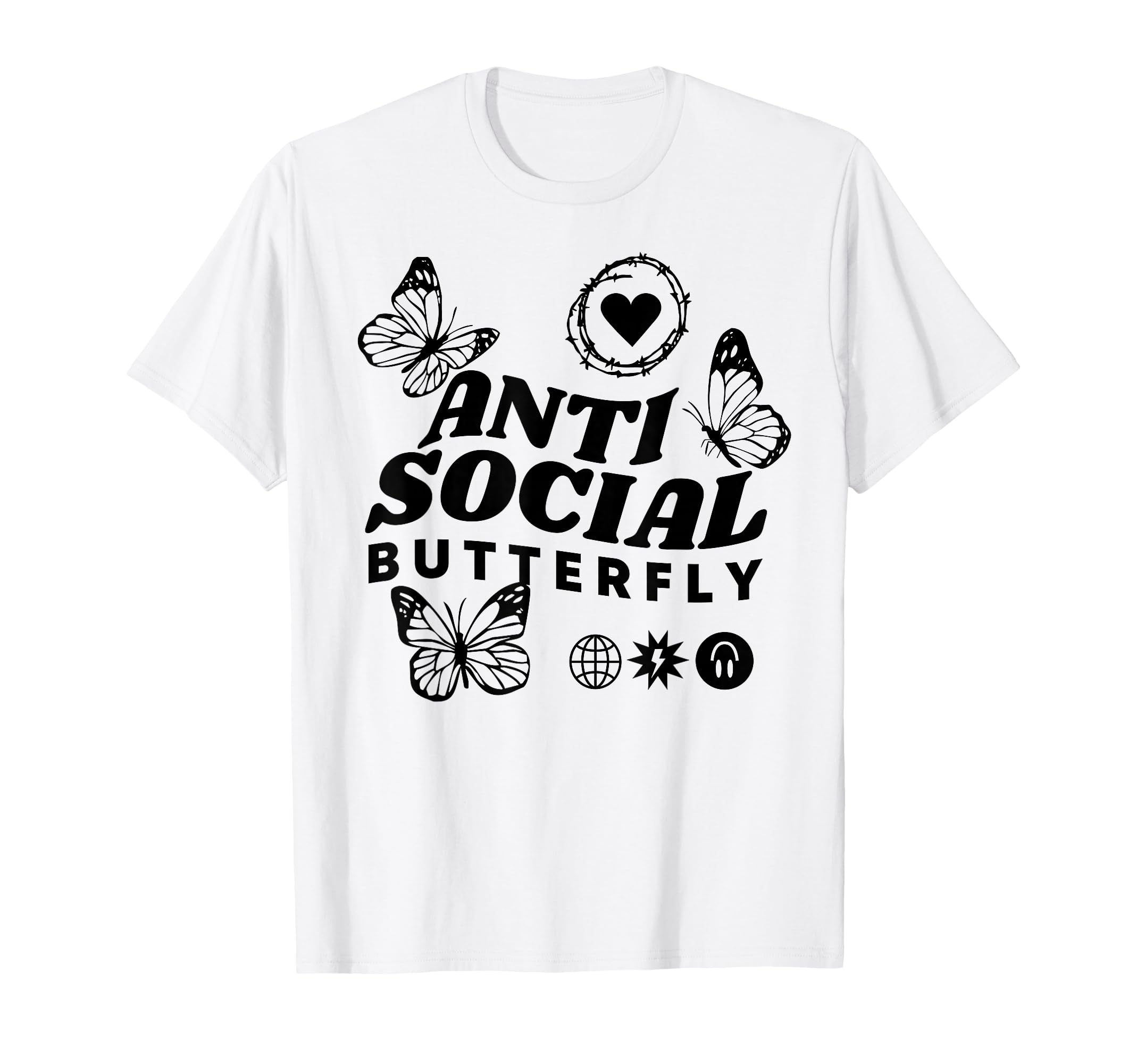 Anti Social Butterfly Goth Aesthetic T-Shirt - Custom Art Print for Adults - T-Shirt, Sweatshirt, Hoodie
