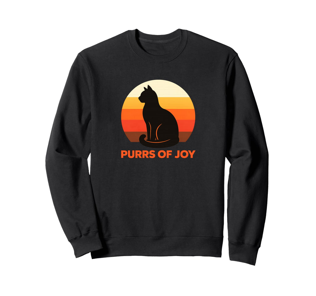 Cat Sunset Purrs Joy Lover Minimal Sweatshirt - Fun Novelty Design Unisex - T-Shirt, Sweatshirt, Hoodie