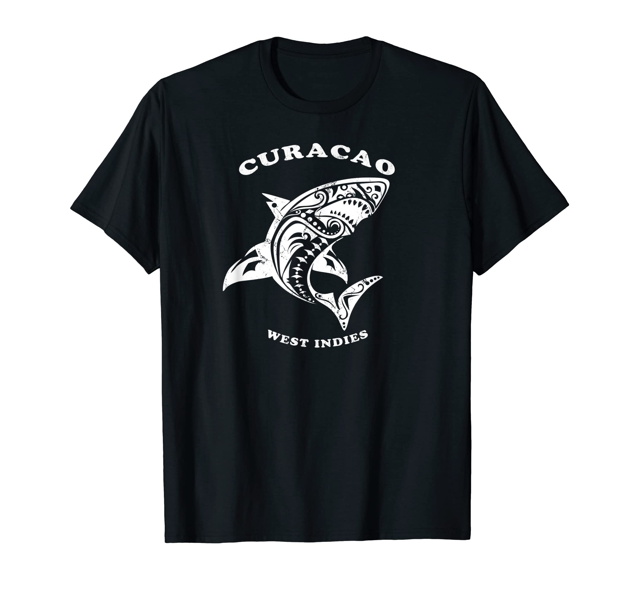 Curacao West Indies Tribal Shark T-Shirt - Fun Novelty Design for Adults - T-Shirt, Sweatshirt, Hoodie