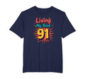 Living My Best 91 Birthday Gift Typography T-Shirt - Unique Graphic Unisex - T-Shirt, Sweatshirt, Hoodie
