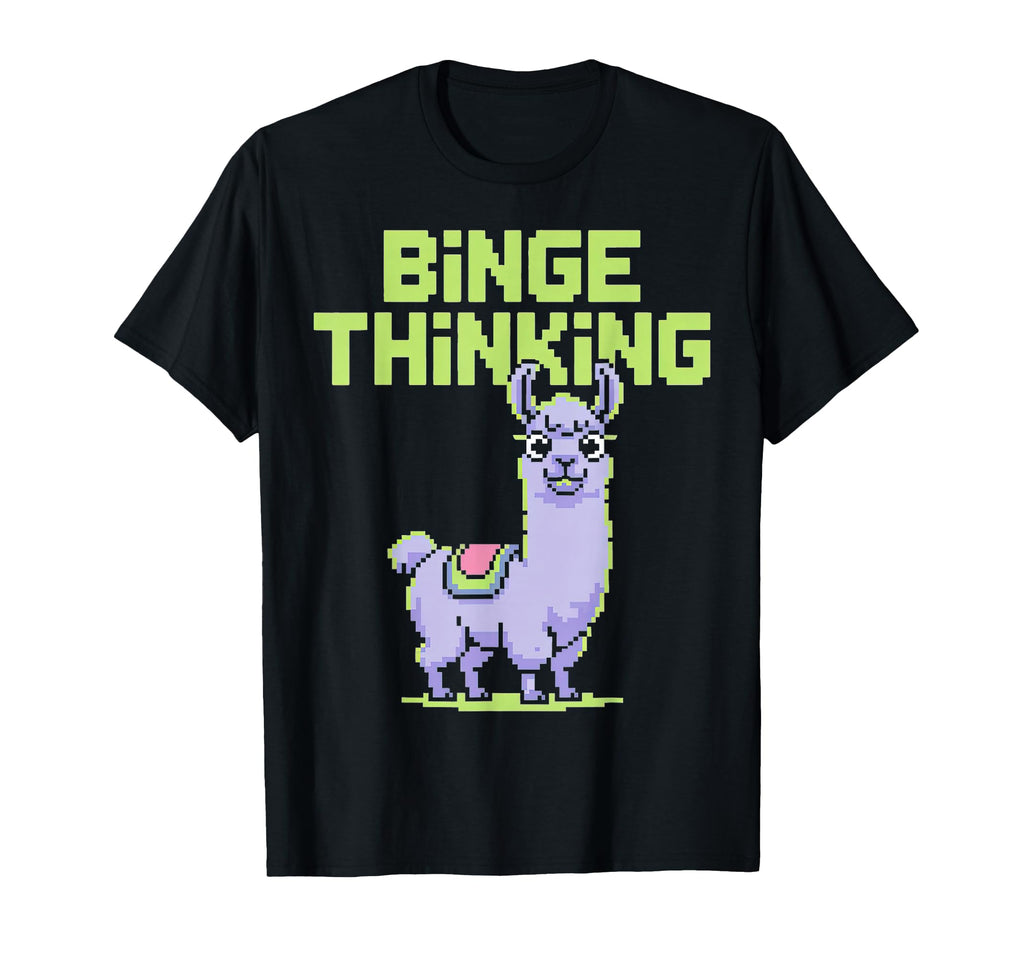 Binge Thinking Llama Pixel Art T-Shirt - Minimalist Print for Adults - T-Shirt, Sweatshirt, Hoodie