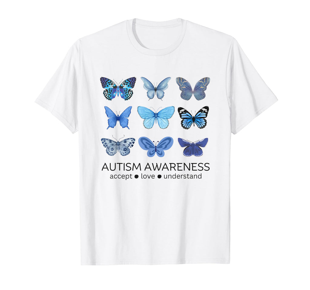 April We Wear Blue Butterfly Autism T-Shirt - Unique Graphic Men Women - T-Shirt, Sweatshirt, Hoodie