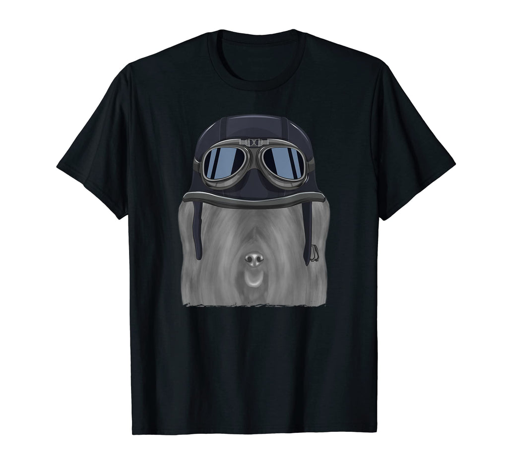 Skye Terrier Wearing Motorcycle Helmet T-Shirt - Unique Graphic Men Women - T-Shirt, Sweatshirt, Hoodie