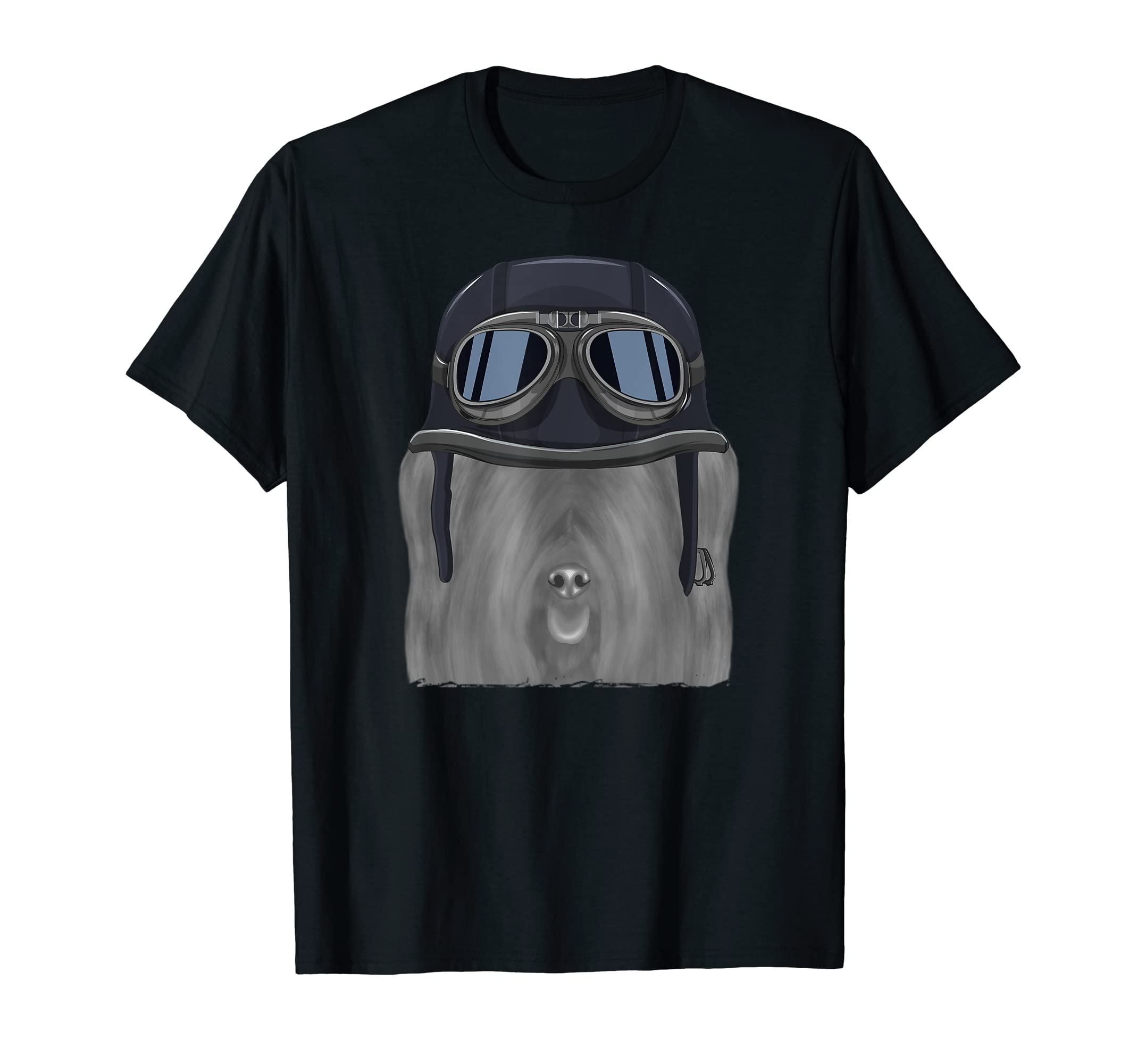 Skye Terrier Wearing Motorcycle Helmet T-Shirt - Unique Graphic Men Women - T-Shirt, Sweatshirt, Hoodie