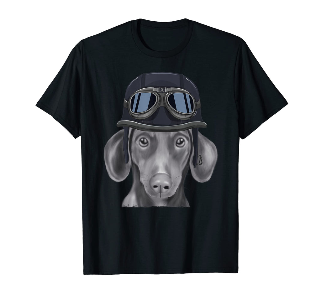 Brown Dachshund Wearing Motorcycle Helmet T-Shirt - Minimalist Print Unisex - T-Shirt, Sweatshirt, Hoodie