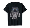 Brown Dachshund Wearing Motorcycle Helmet T-Shirt - Minimalist Print Unisex - T-Shirt, Sweatshirt, Hoodie