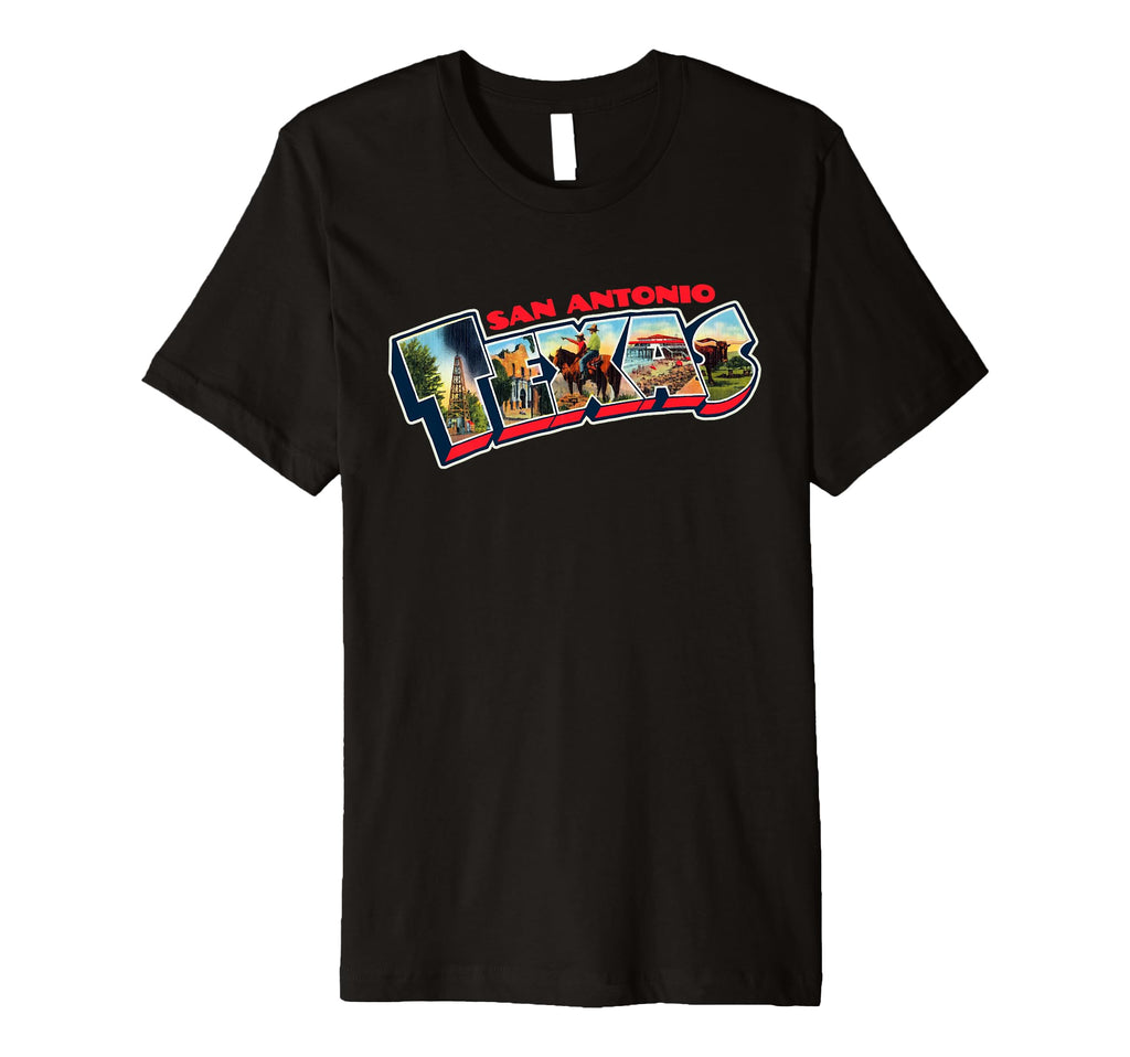 San Antonio Texas Postcard Travel Logo T-Shirt - Trendy Graphic Unisex - T-Shirt, Sweatshirt, Hoodie