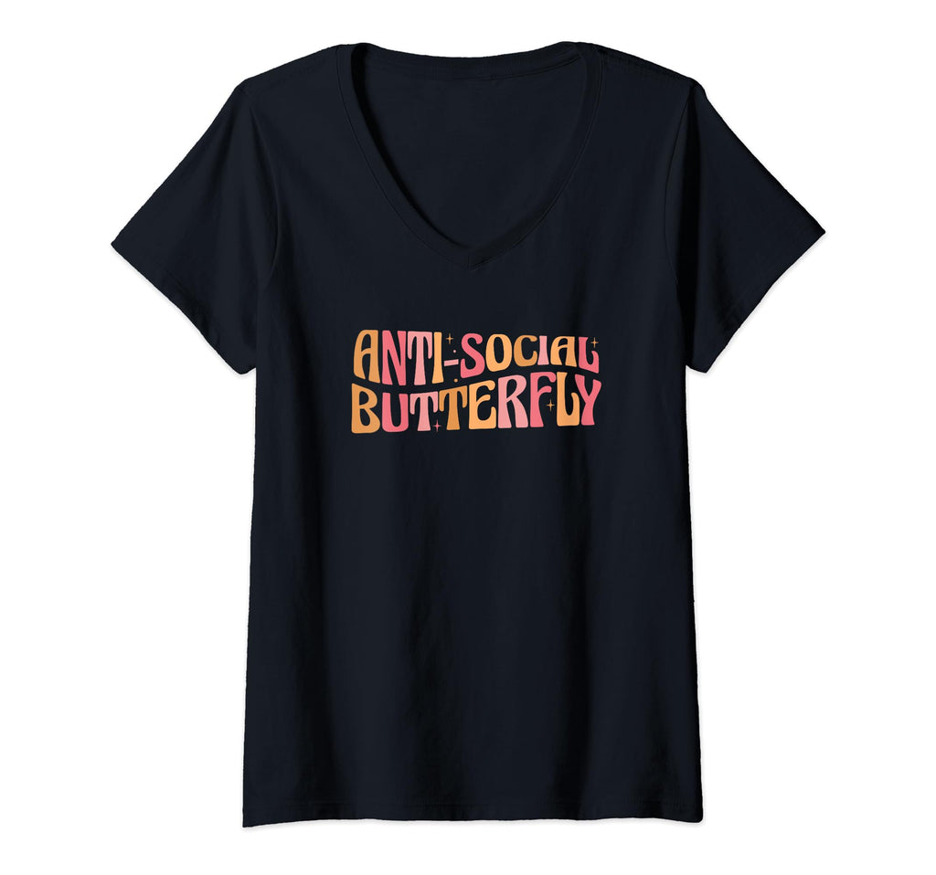 Womens Anti Social Butterfly Social T-Shirt - Unique Graphic for Adults - T-Shirt, Sweatshirt, Hoodie