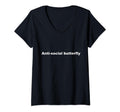 Womens Anti Social Butterfly Funny V T-Shirt - Aesthetic Graphic Unisex - T-Shirt, Sweatshirt, Hoodie