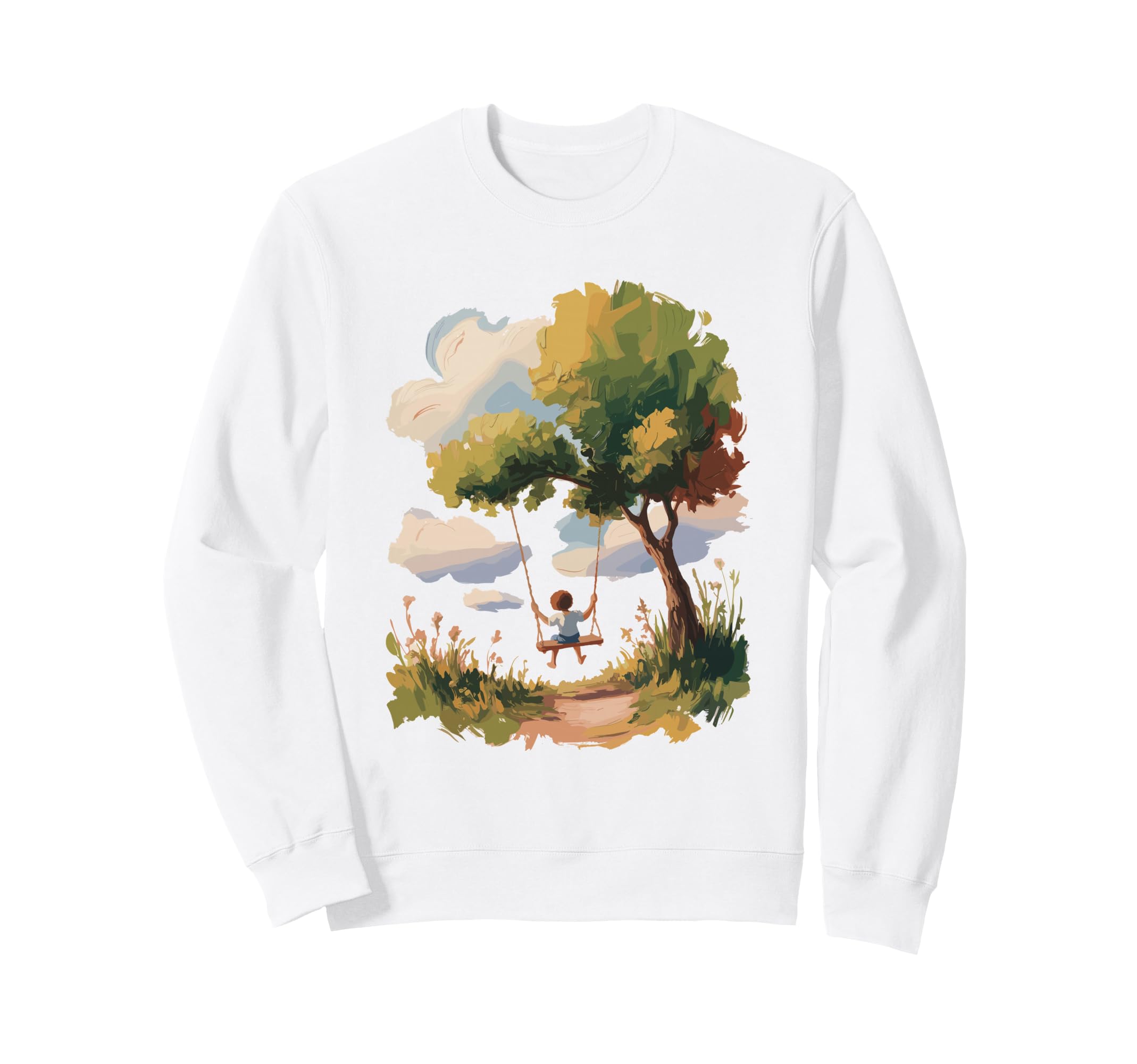 Romantic Garden Swing Art Scene Sweatshirt - Unique Graphic Men Women - T-Shirt, Sweatshirt, Hoodie