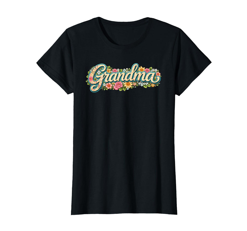 Grandma Floral Typography Flowers T-Shirt - Novelty Apparel Unisex - T-Shirt, Sweatshirt, Hoodie