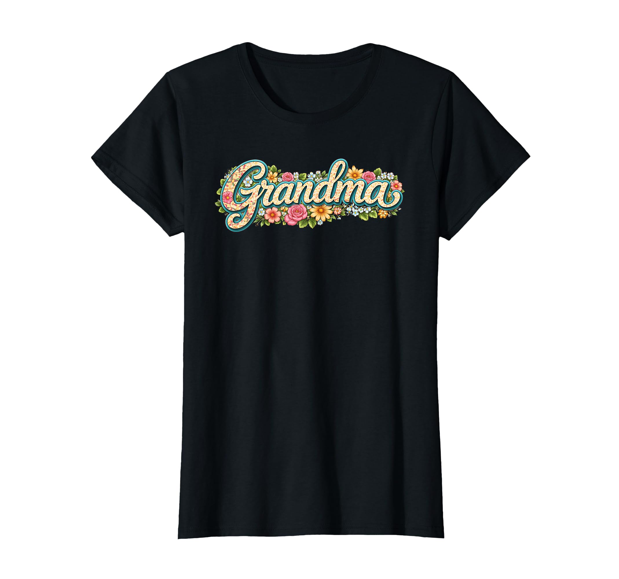 Grandma Floral Typography Flowers T-Shirt - Novelty Apparel Unisex - T-Shirt, Sweatshirt, Hoodie