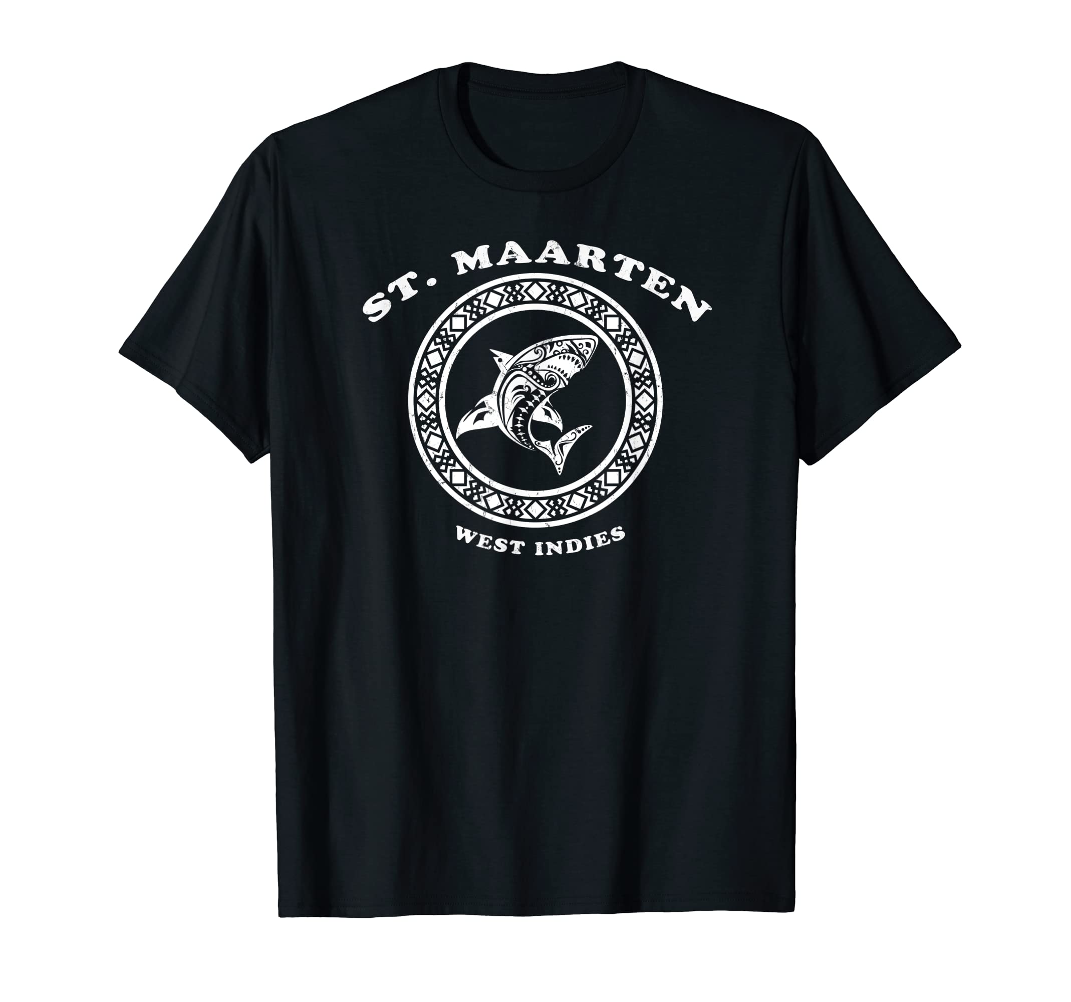 St Maarten West Indies Tribal Shark T-Shirt - Minimalist Print Unisex - T-Shirt, Sweatshirt, Hoodie