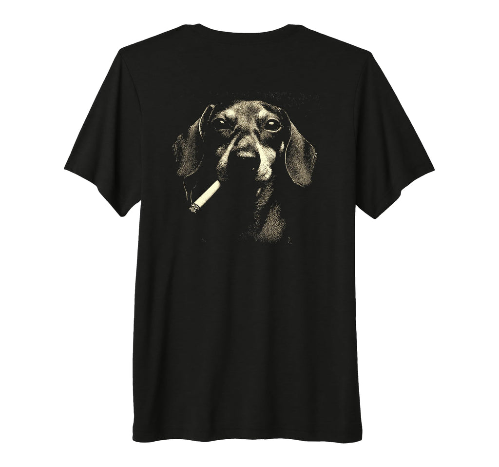 Dachshund Smoking Cigarette Grunge T-Shirt - Fun Novelty Design for Adults - T-Shirt, Sweatshirt, Hoodie