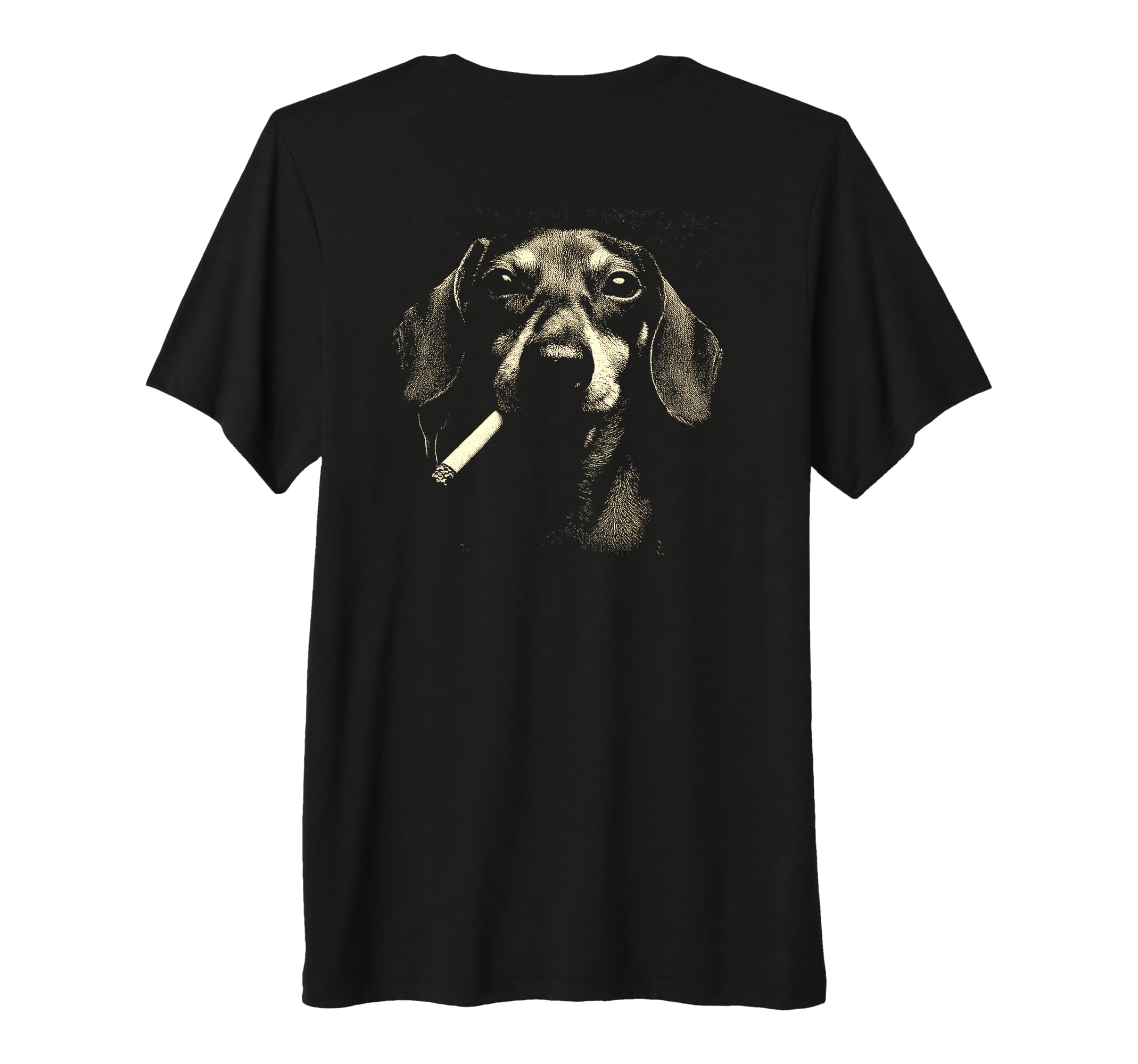 Dachshund Smoking Cigarette Grunge T-Shirt - Fun Novelty Design for Adults - T-Shirt, Sweatshirt, Hoodie