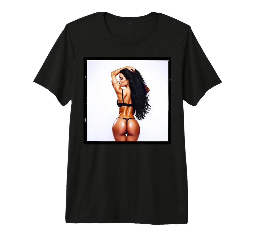 Sexy Brunette Bikini Model W Long Hair T-Shirt - Custom Art Print Unisex - T-Shirt, Sweatshirt, Hoodie