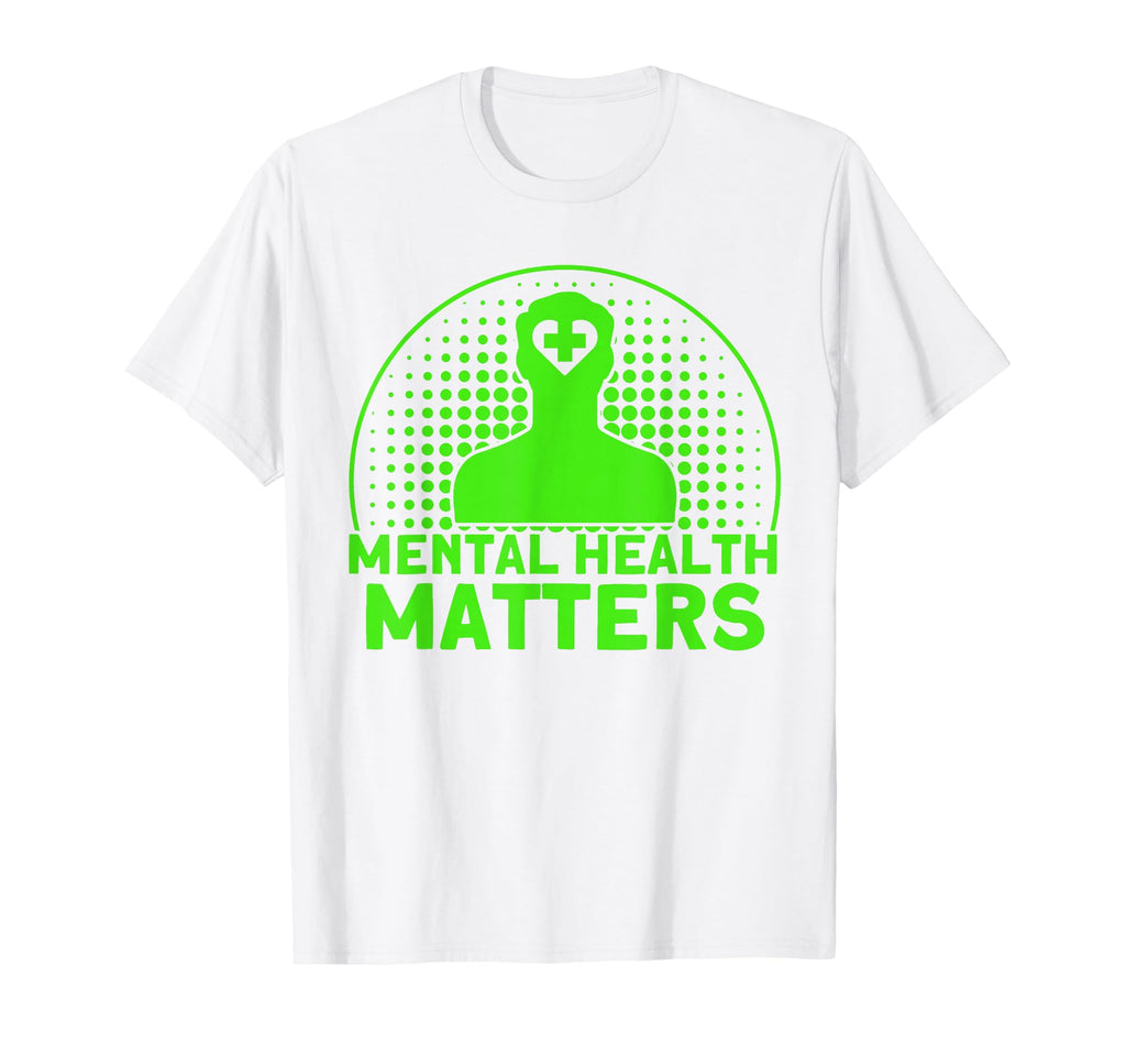 Mental Health Green Ribbon Mental T-Shirt - Minimalist Print Men Women - T-Shirt, Sweatshirt, Hoodie