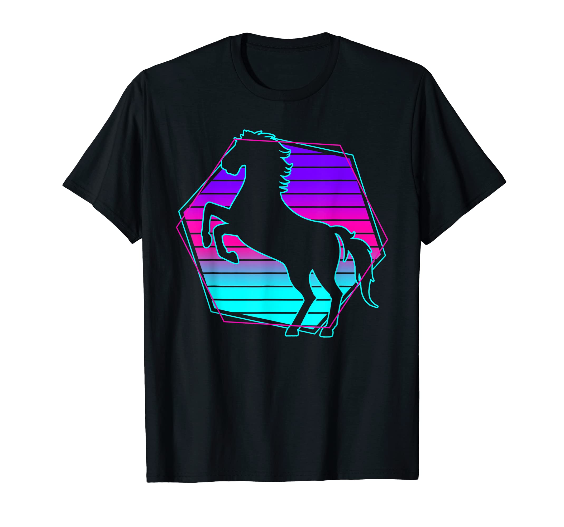 Horse Lover Retrowave Synthwave T-Shirt - Graphic Print Men Women - T-Shirt, Sweatshirt, Hoodie