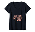 Womens Caution Overthinker Work T-Shirt - Minimalist Print for Adults - T-Shirt, Sweatshirt, Hoodie