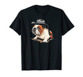 English Bulldog Puppy Cowboy Funny Dog T-Shirt - Unique Graphic Men Women - T-Shirt, Sweatshirt, Hoodie