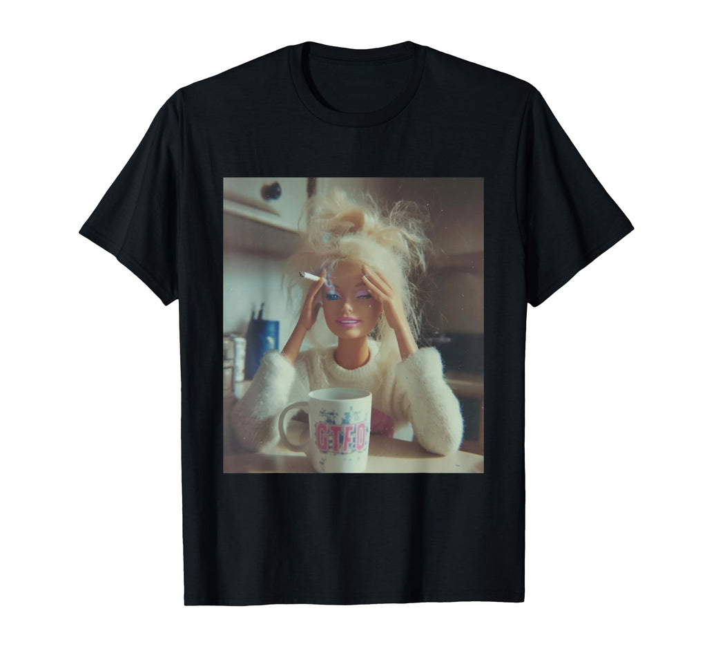 Stressed Doll Morning Coffee Y2K T-Shirt - Custom Art Print Unisex - T-Shirt, Sweatshirt, Hoodie