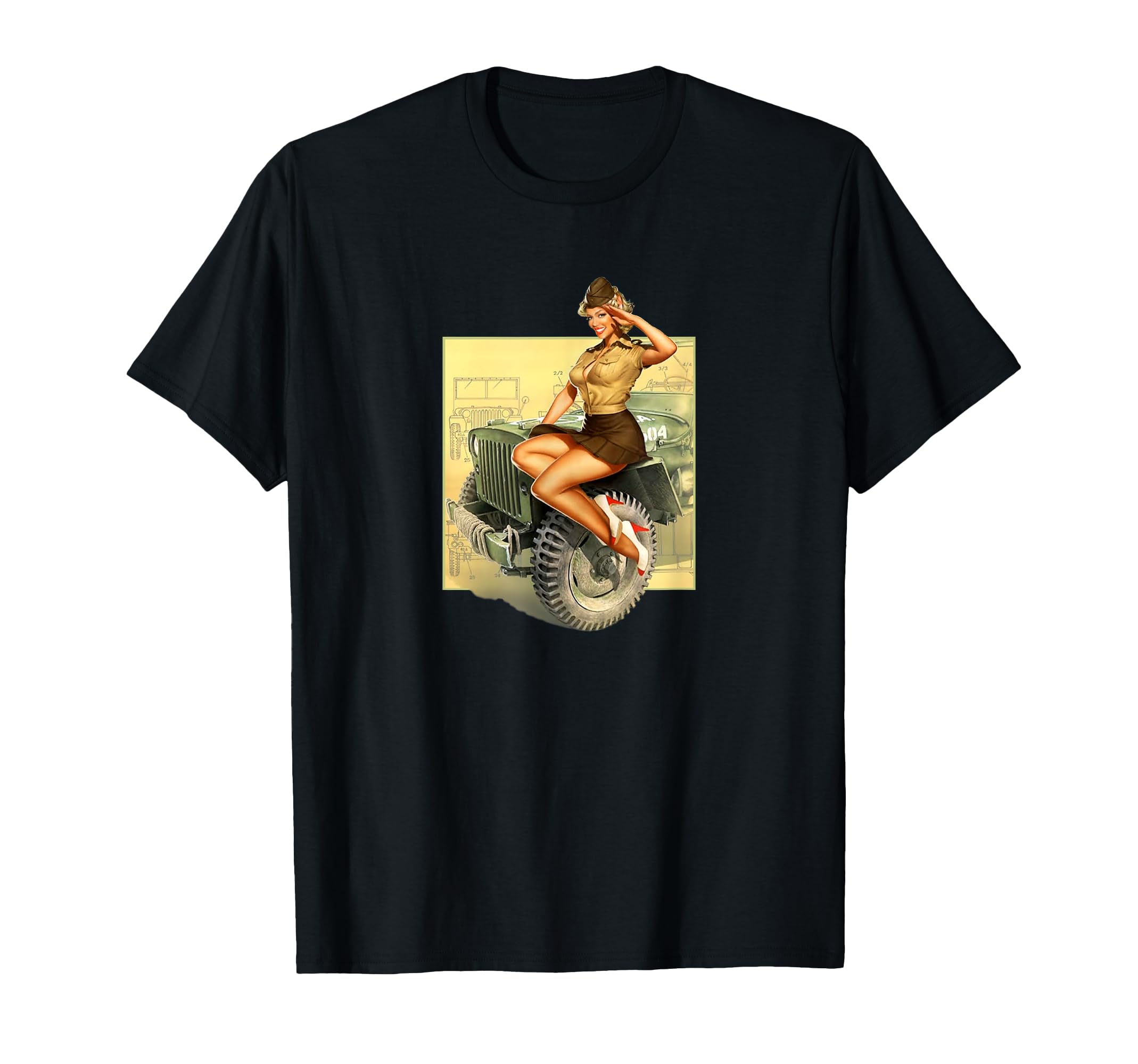 Pin Up Willys Mb Ww2 T-Shirt - Aesthetic Graphic Men Women - T-Shirt, Sweatshirt, Hoodie