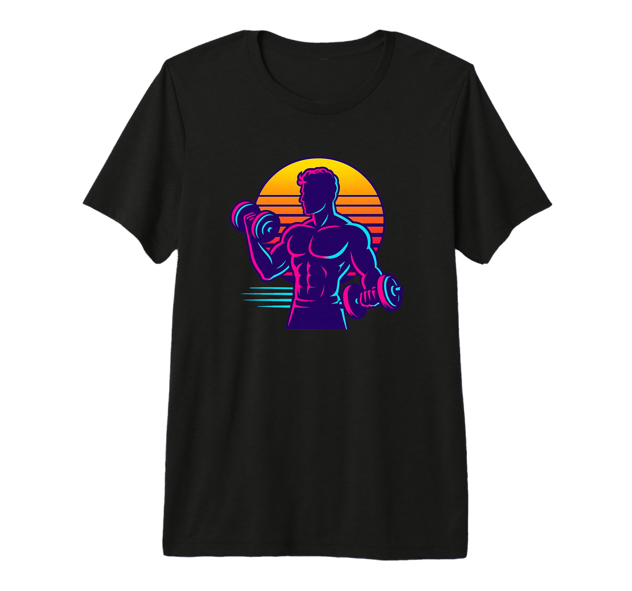 Fitness Sunset 70S 80S Nostalgic Synthwave T-Shirt - Unique Graphic Unisex - T-Shirt, Sweatshirt, Hoodie