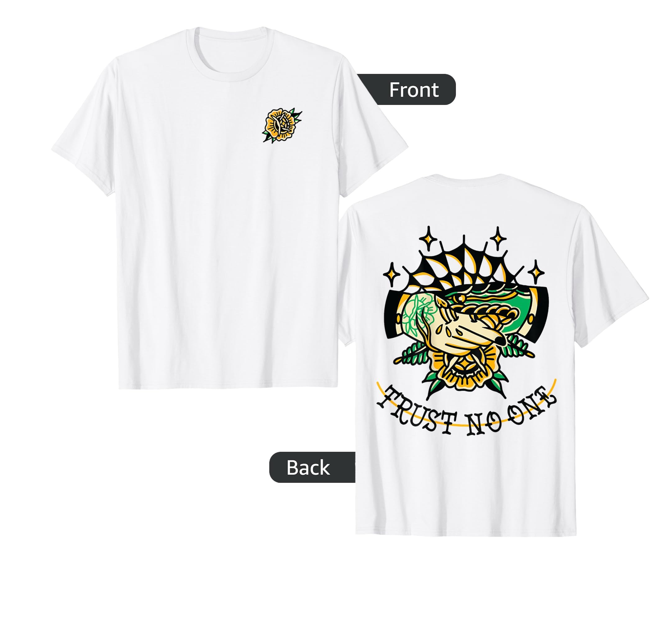 Trust No One Snake Traditional Tattoo T-Shirt - Unique Graphic for Adults - T-Shirt, Sweatshirt, Hoodie