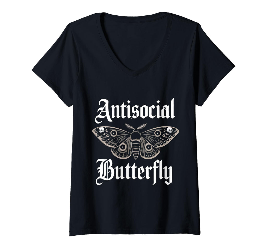 Womens Antisocial Butterfly Gothic T-Shirt - Streetwear Style for Adults - T-Shirt, Sweatshirt, Hoodie