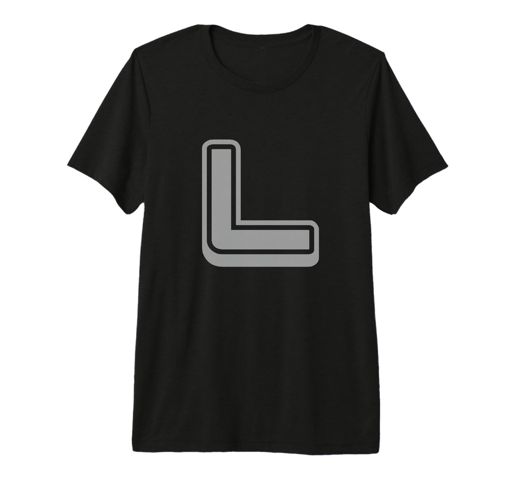 Bold Letter Gray L Outline Alphabet T-Shirt - Streetwear Style for Adults - T-Shirt, Sweatshirt, Hoodie