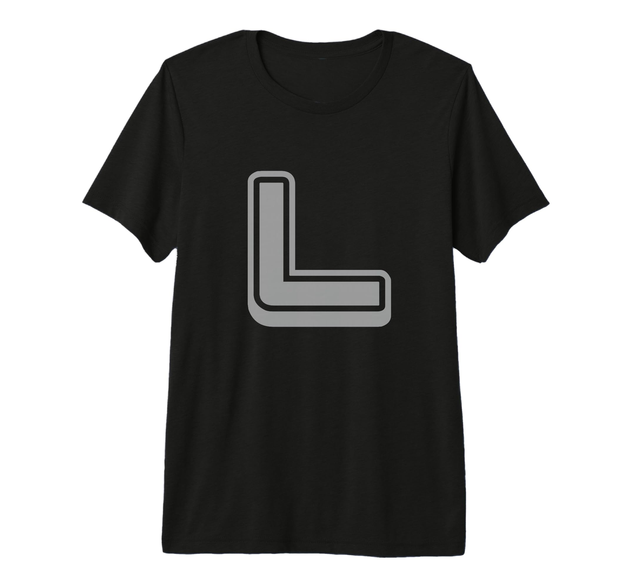 Bold Letter Gray L Outline Alphabet T-Shirt - Streetwear Style for Adults - T-Shirt, Sweatshirt, Hoodie