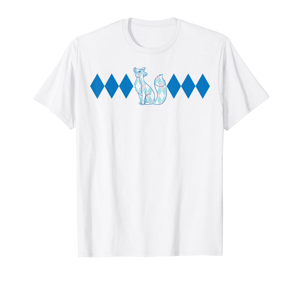 Preppy Argyle Fox 90S Pastel Plaid T-Shirt - Minimalist Print for Adults - T-Shirt, Sweatshirt, Hoodie