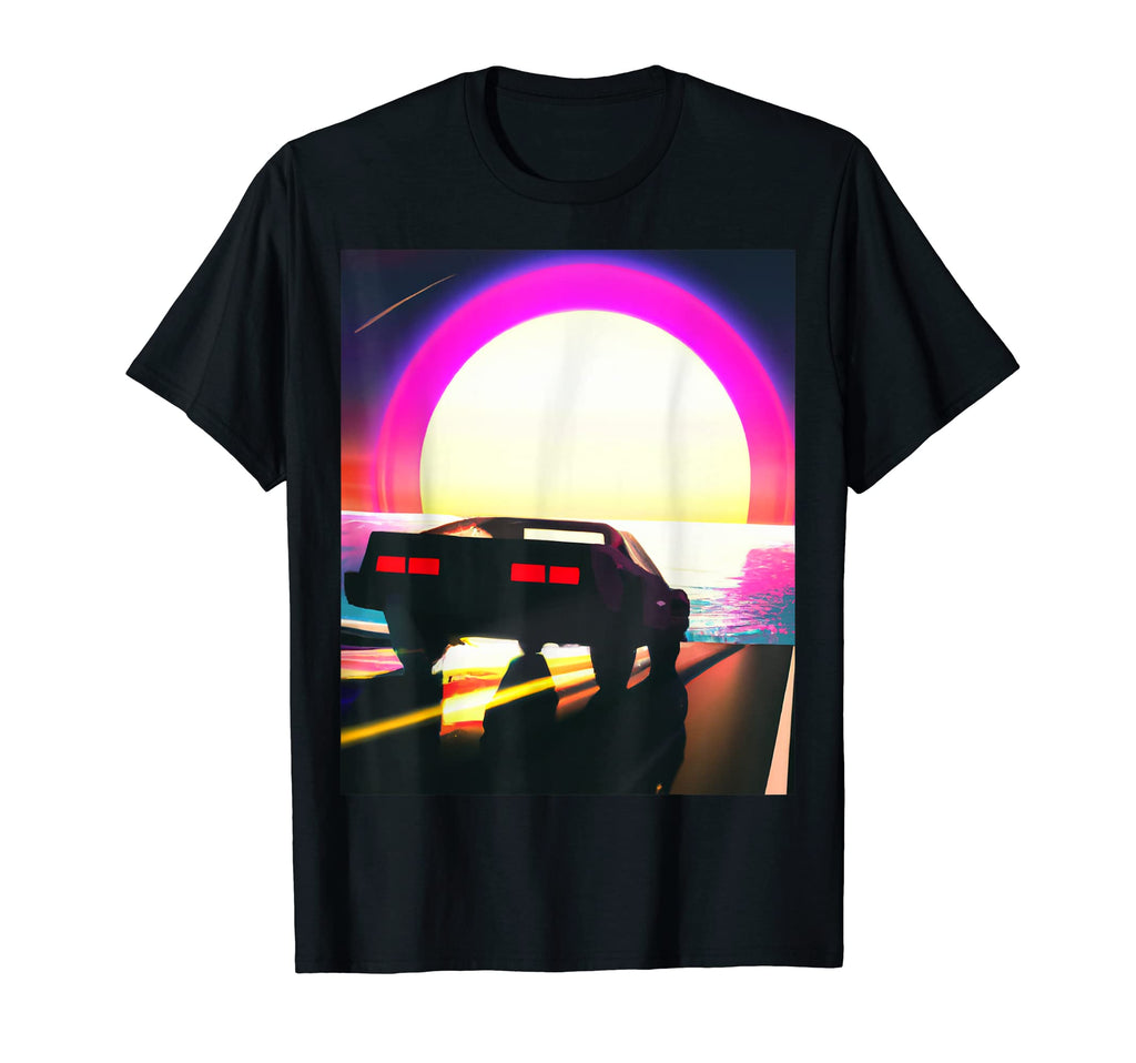 Synthwave Outrun Sports Car Driving T-Shirt - Minimalist Print for Adults - T-Shirt, Sweatshirt, Hoodie