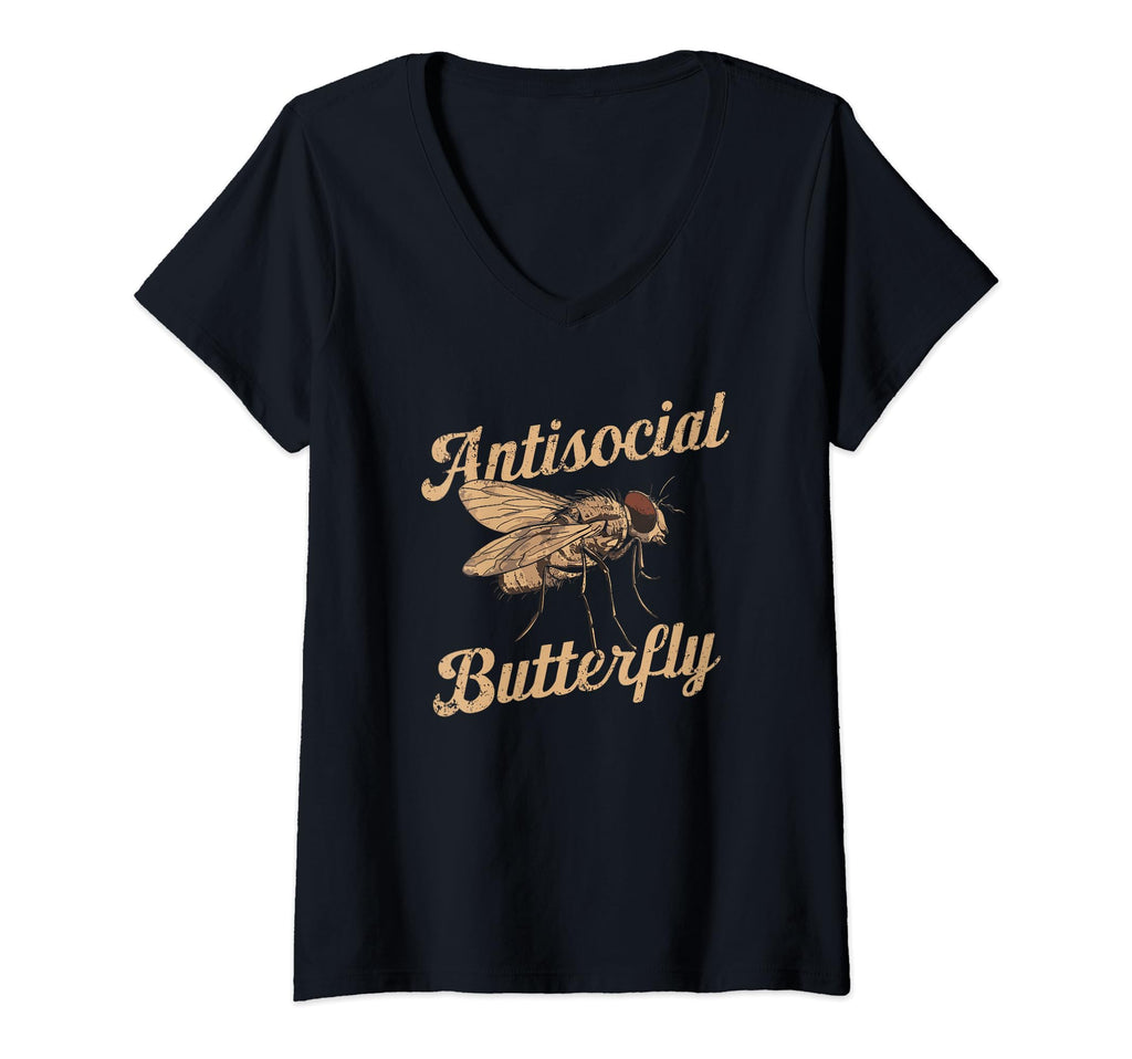 Womens Antisocial Butterfly Housefly T-Shirt - Graphic Print Men Women - T-Shirt, Sweatshirt, Hoodie