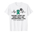 Ptsd Awareness Animal Therapy Teal Ribbon T-Shirt - Unique Graphic Unisex - T-Shirt, Sweatshirt, Hoodie