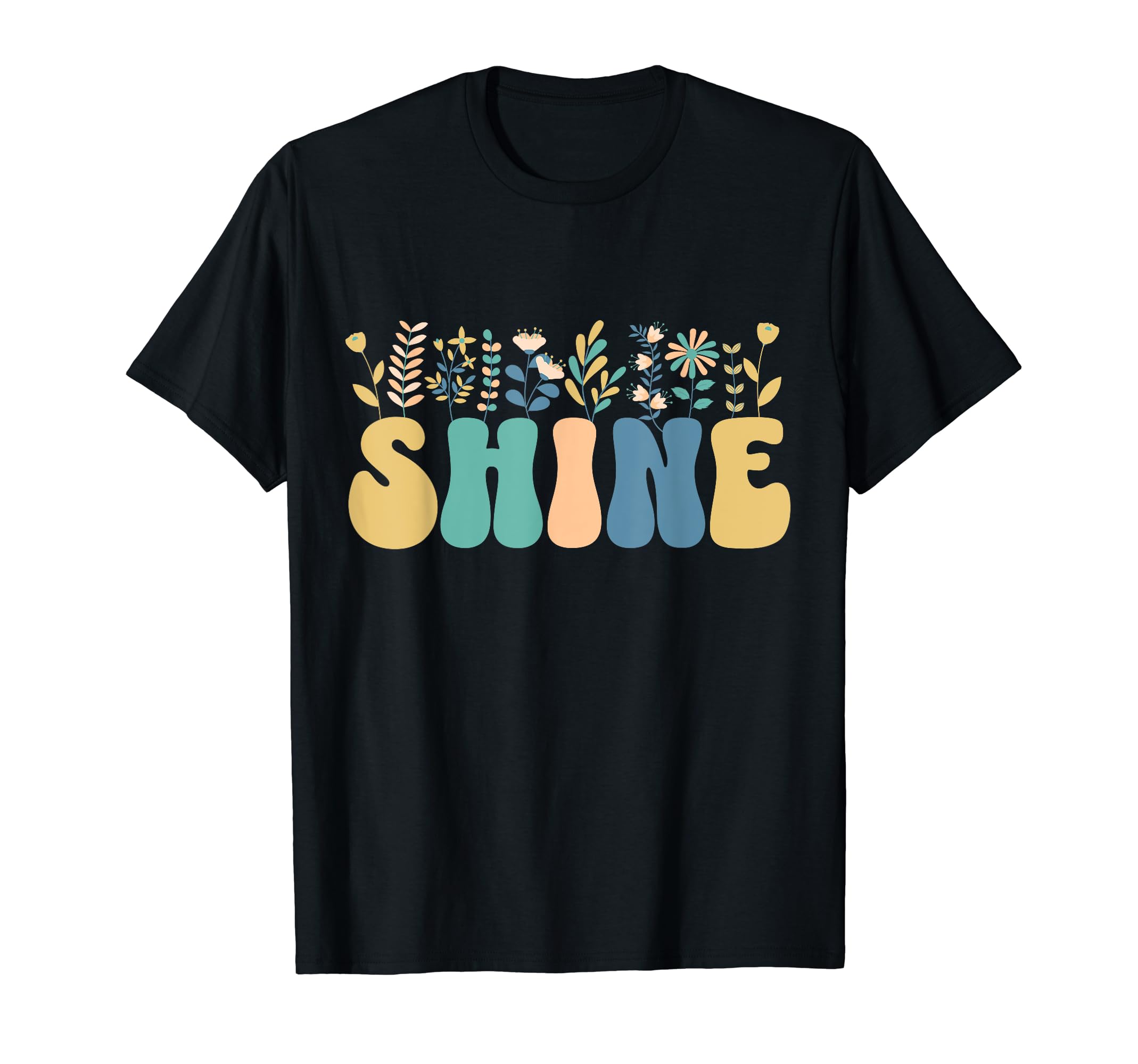 Inspirational Word Shine Pastel Floral T-Shirt - Streetwear Style Unisex - T-Shirt, Sweatshirt, Hoodie