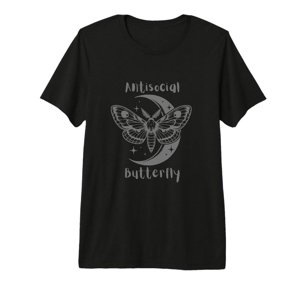 Antisocial Butterfly Tri Blend T-Shirt - Casual Everyday Wear Men Women - T-Shirt, Sweatshirt, Hoodie