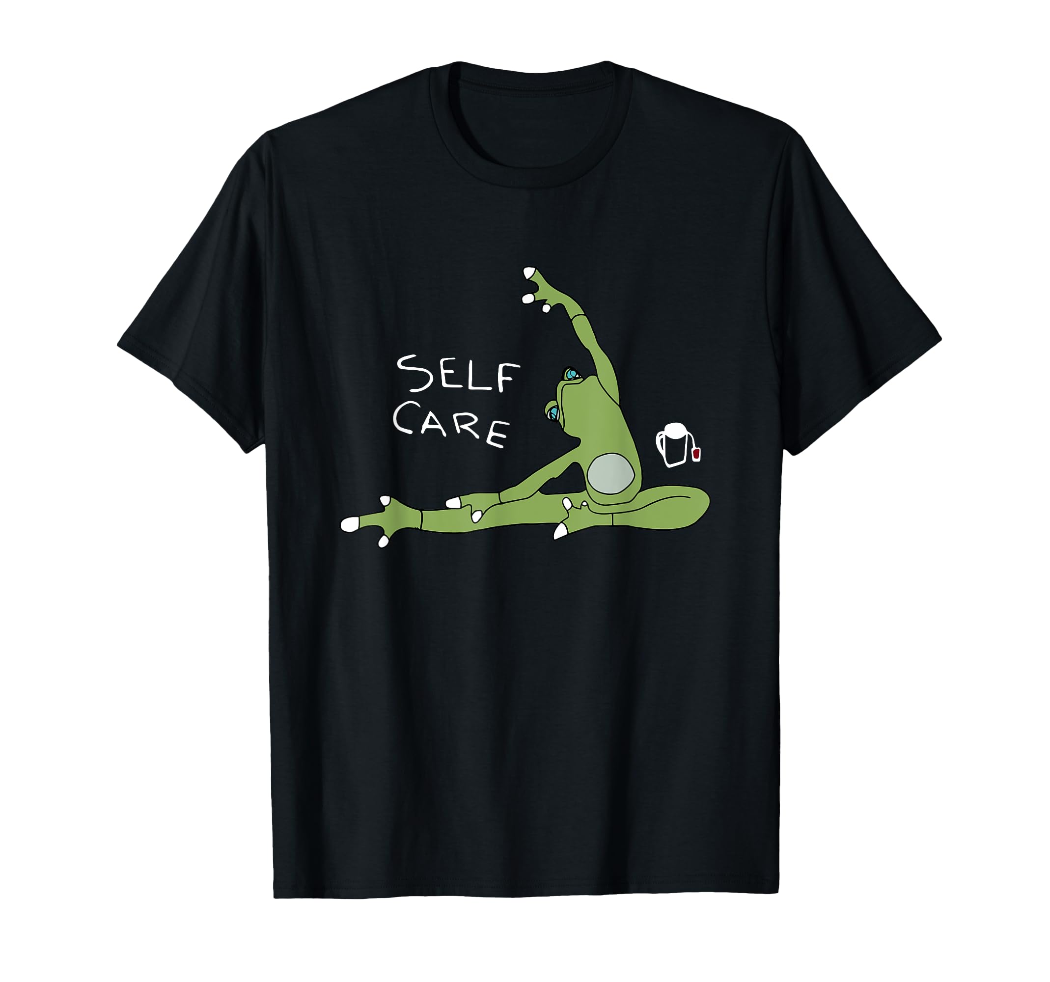 Self Care Frog Drinking Tea Yoga T-Shirt - Graphic Print Unisex - T-Shirt, Sweatshirt, Hoodie