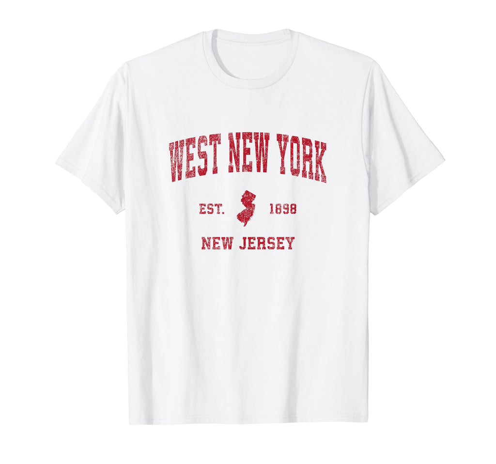 West New York New Jersey Nj Sports Red T-Shirt - Novelty Apparel Unisex - T-Shirt, Sweatshirt, Hoodie