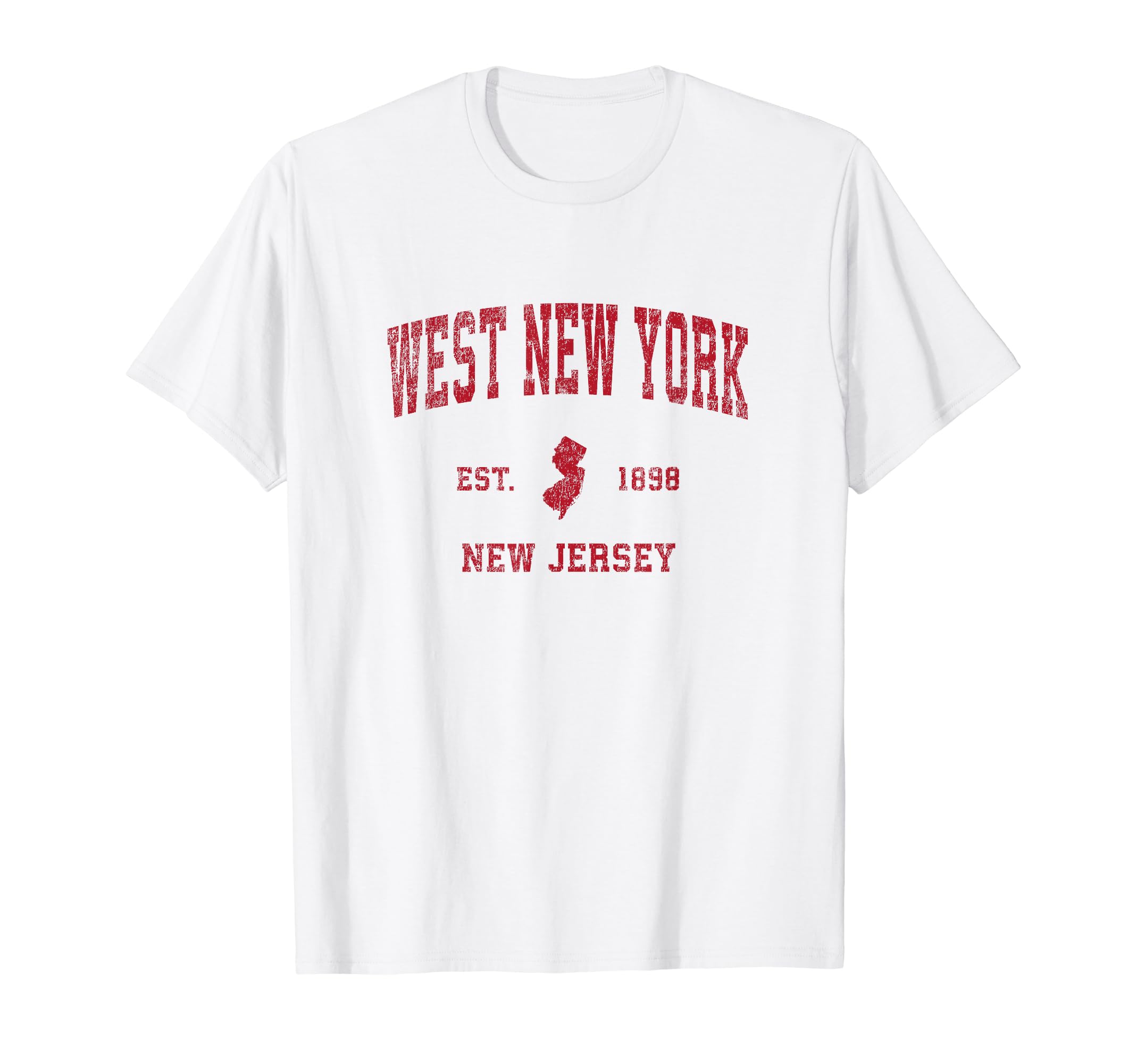 West New York New Jersey Nj Sports Red T-Shirt - Novelty Apparel Unisex - T-Shirt, Sweatshirt, Hoodie