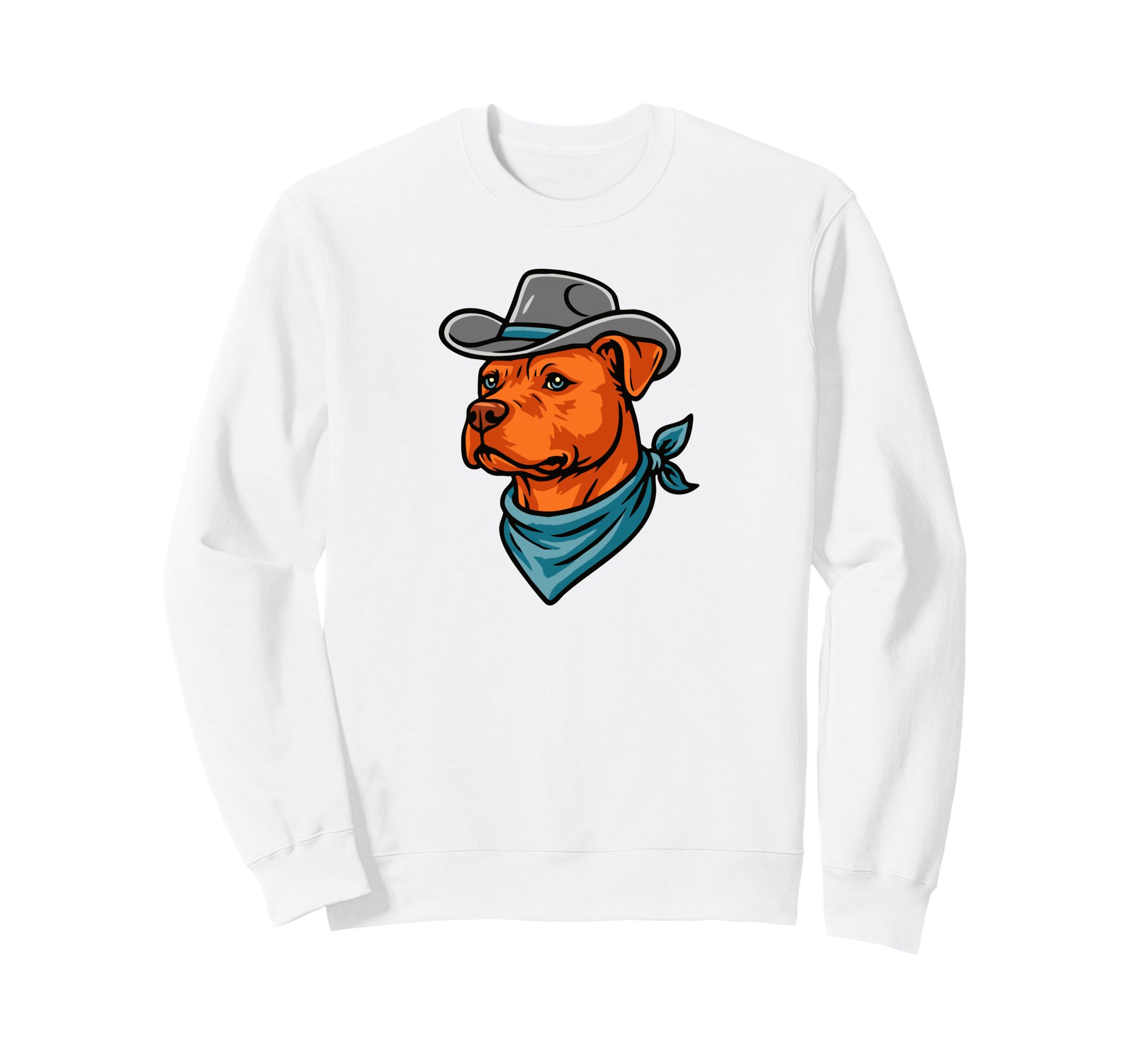 Funny Cowboy Pitbull Drawing Pit Sweatshirt - Casual Everyday Wear Unisex - T-Shirt, Sweatshirt, Hoodie